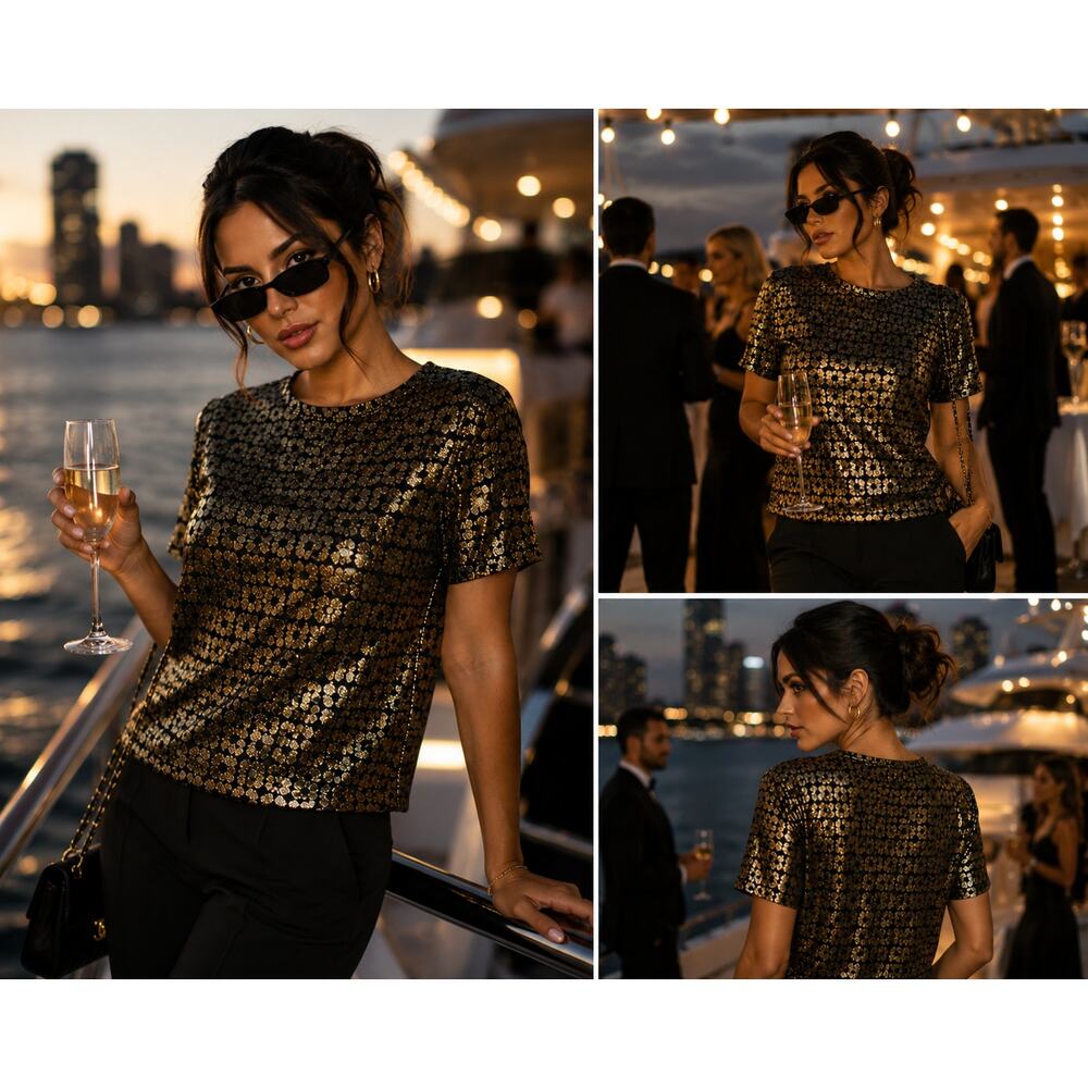 Equipment Femme Riley Tee Gold Floral Silk Blouse XS NWT Vintage